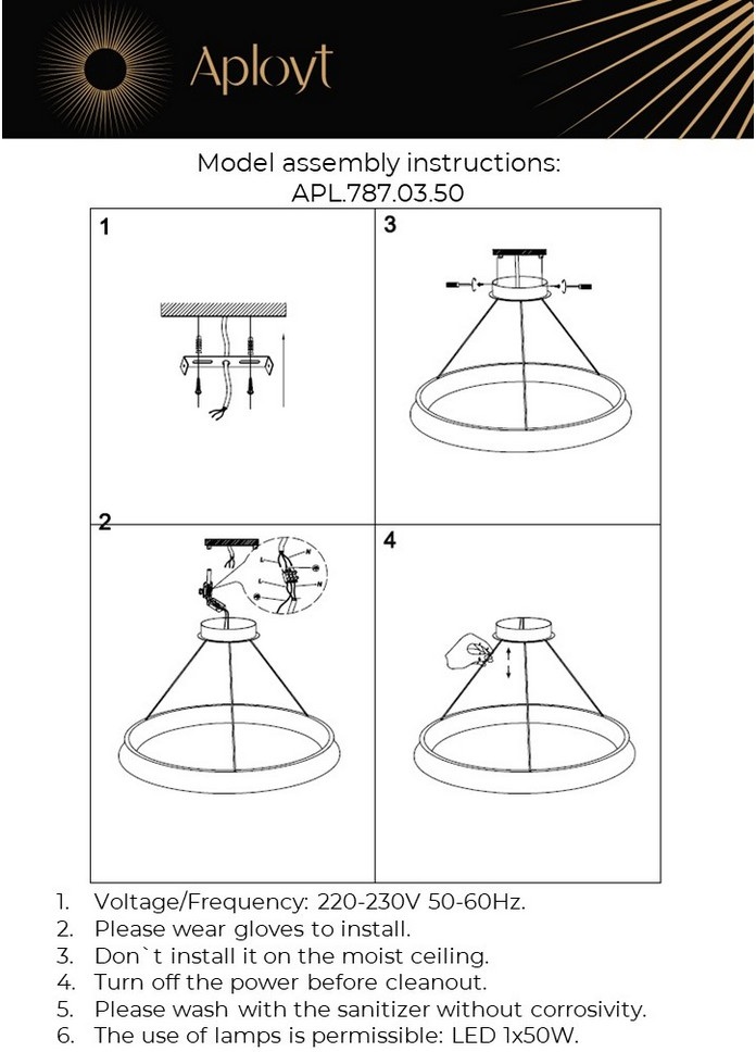 Изображение товара Подвесной светильник LED Aployt Justyna APL.787.03.50 кольцо