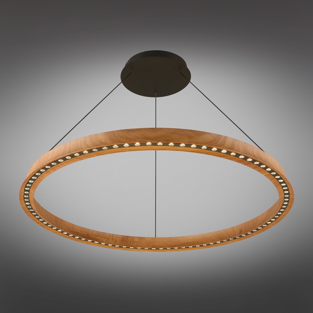 Изображение товара Подвесной светильник LED кольцо Justyna Aployt 75W 4000K черный с деревянным плафоном