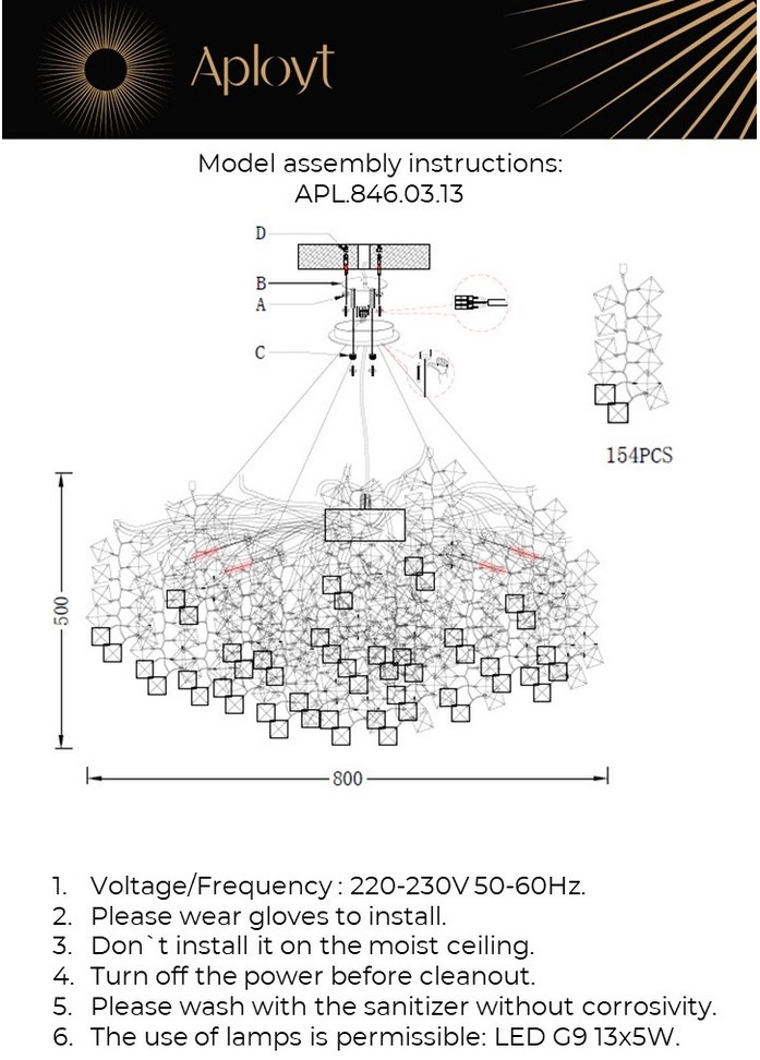 Изображение товара Подвесная хрустальная люстра Aployt Danusia APL.846.03.13 арт-деко