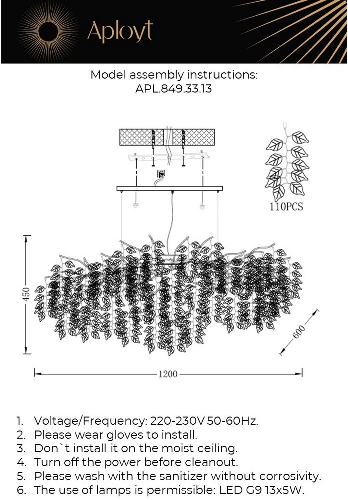 Изображение товара Подвесная люстра Aployt Zhozefina APL.849.33.13 форма ветки