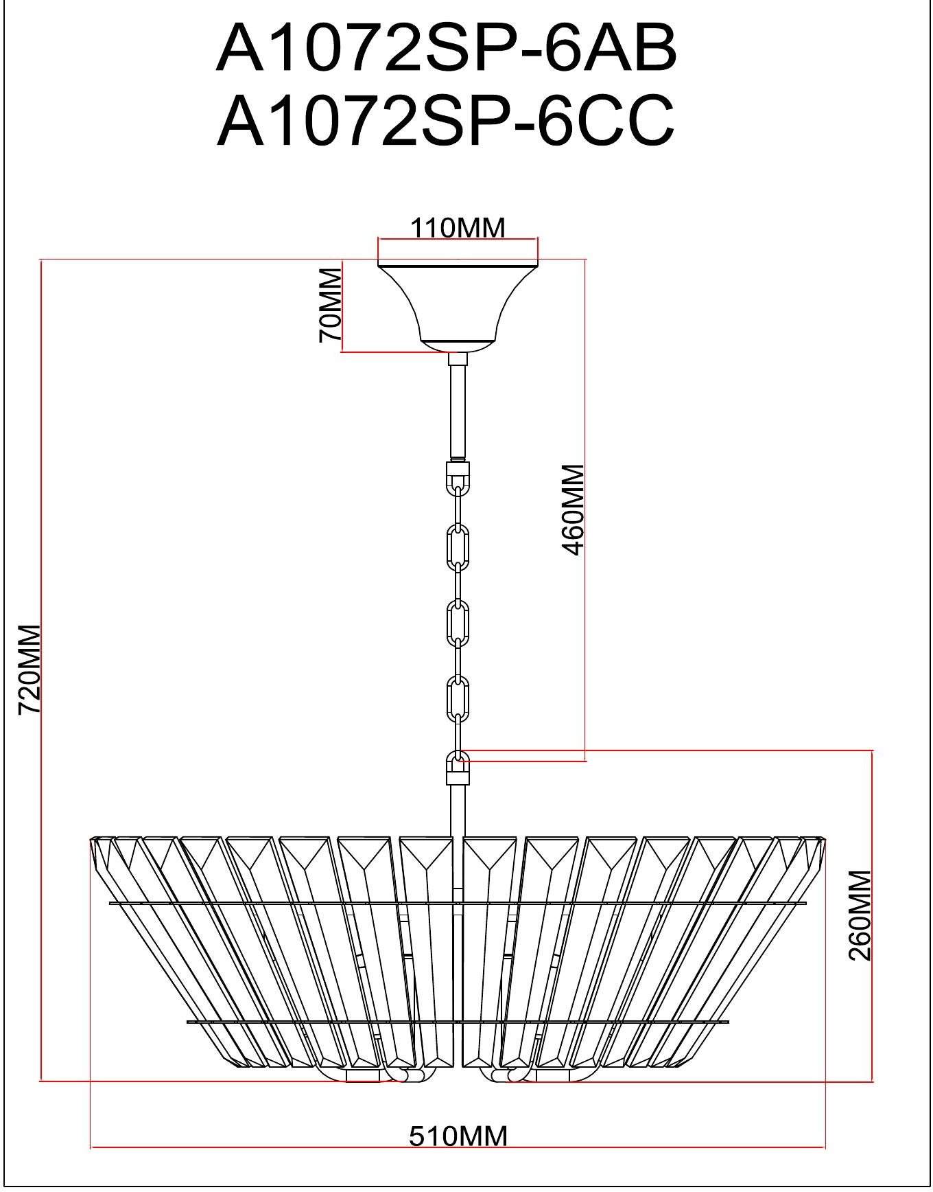 Изображение товара Подвесная люстра Arte Lamp Florizel A1072SP-6AB в стиле модерн
