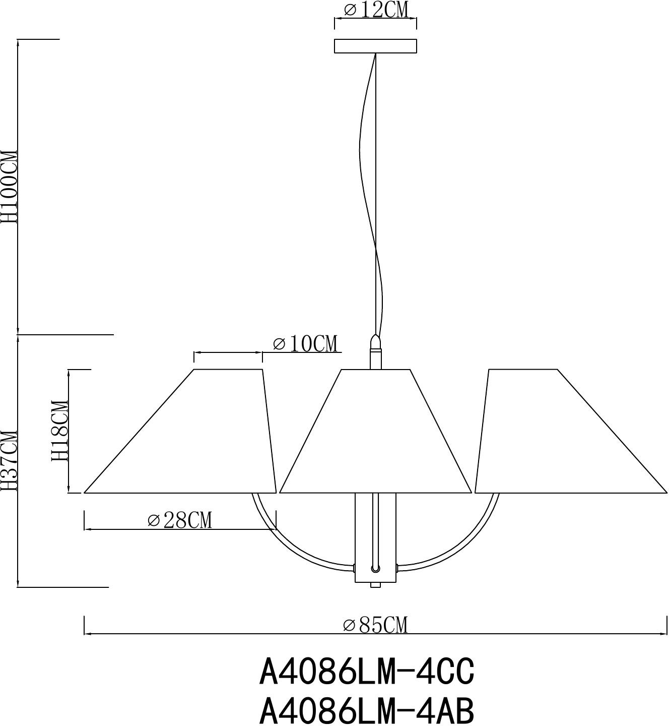 Изображение товара Подвесные люстры Arte Lamp Rondo A4086LM-4AB