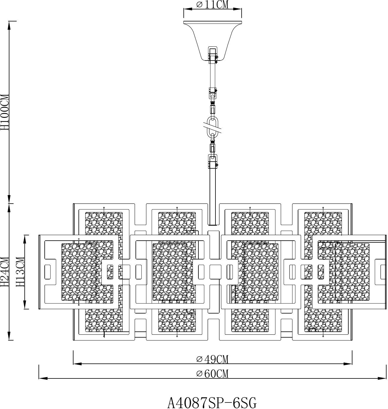 Изображение товара Люстра подвесная шириной 60 см Arte Lamp Blake A4087SP-6SG