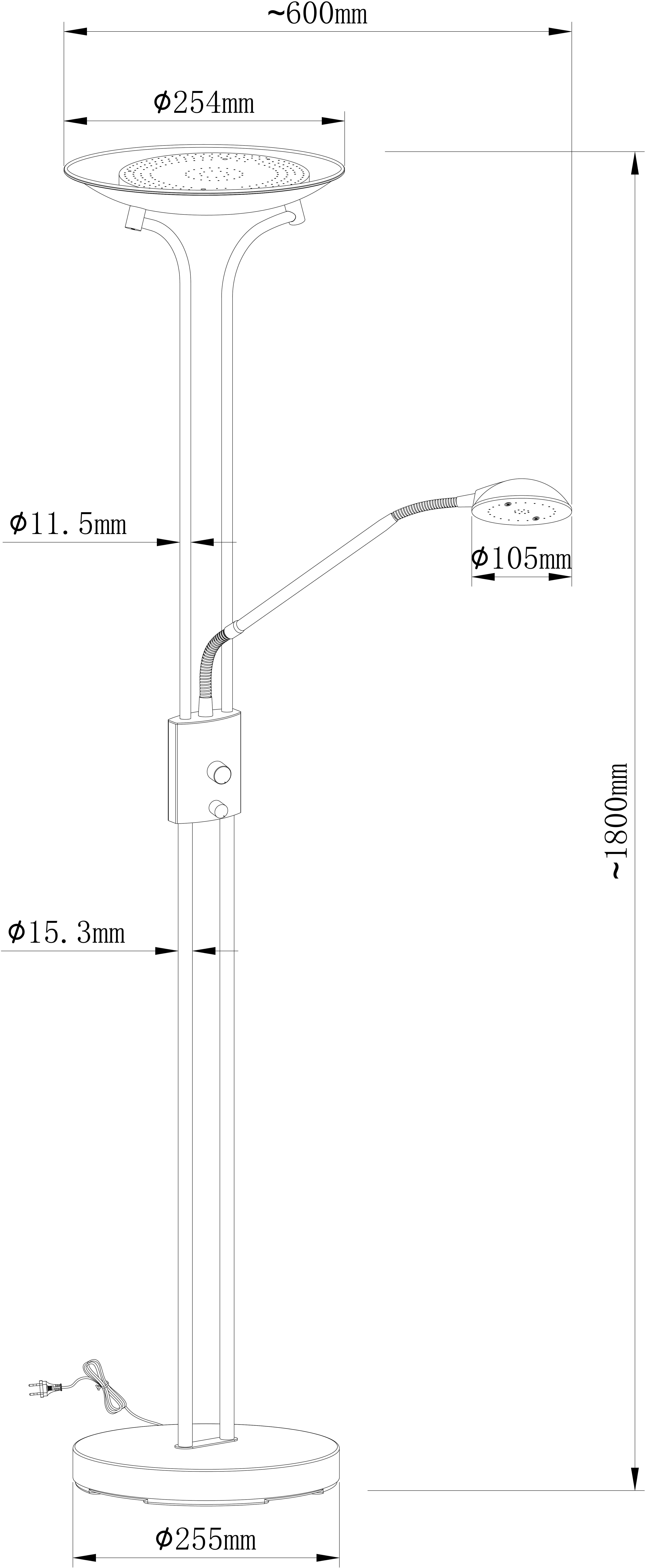Изображение товара Торшер напольный высотой 180 см светодиодный с лампой для чтения Arte Lamp Duetto A4329PN-2SS