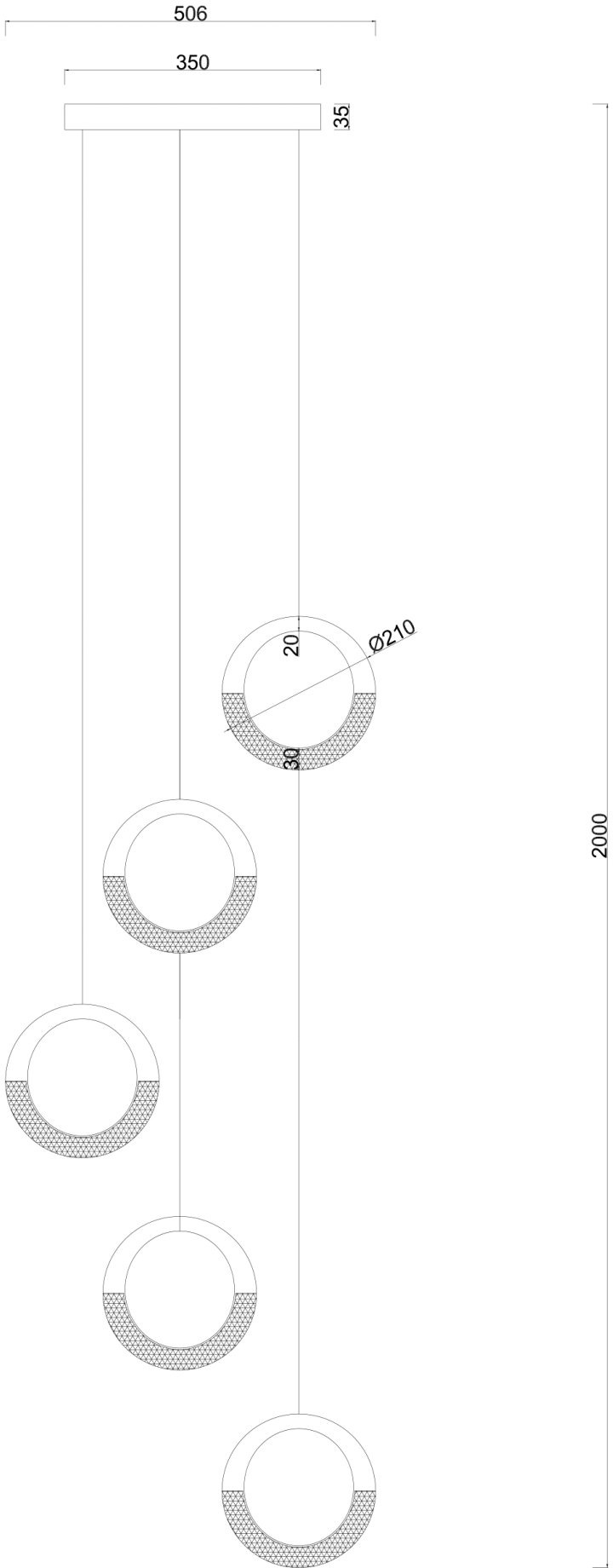 Изображение товара Подвесная каскадная люстра светодиодная Arte Lamp Montana A7777SP-5GO