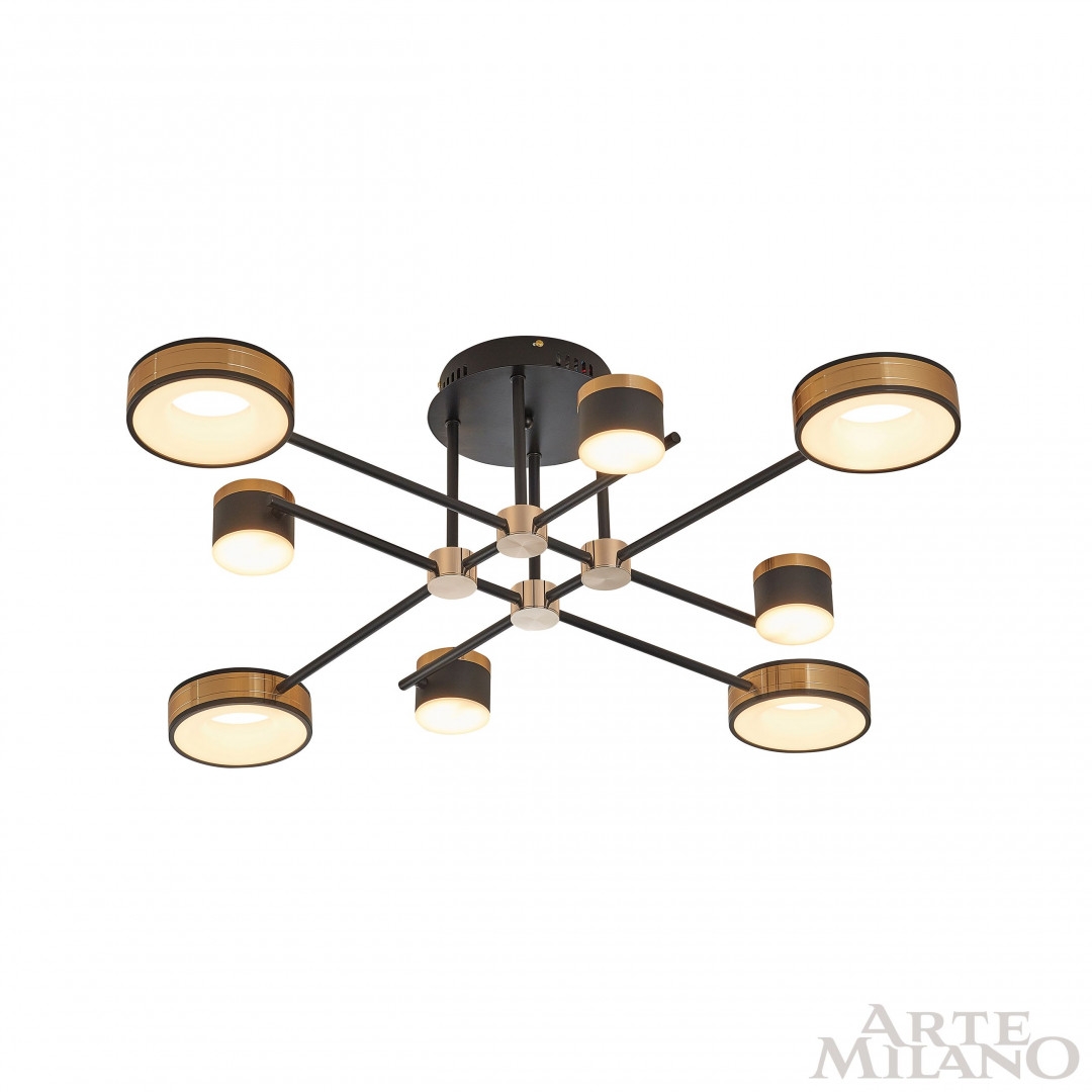 Изображение товара Потолочная светодиодная люстра Arte Milano 272040/8 BK/GD современная 8 плафонов