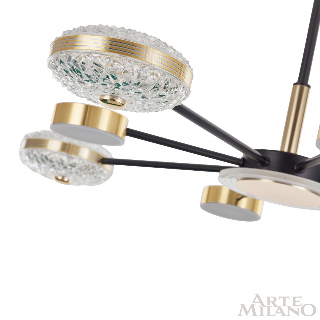 Изображение товара Потолочная светодиодная люстра Arte Milano 272069/8 BK/GD с 8 плафонами