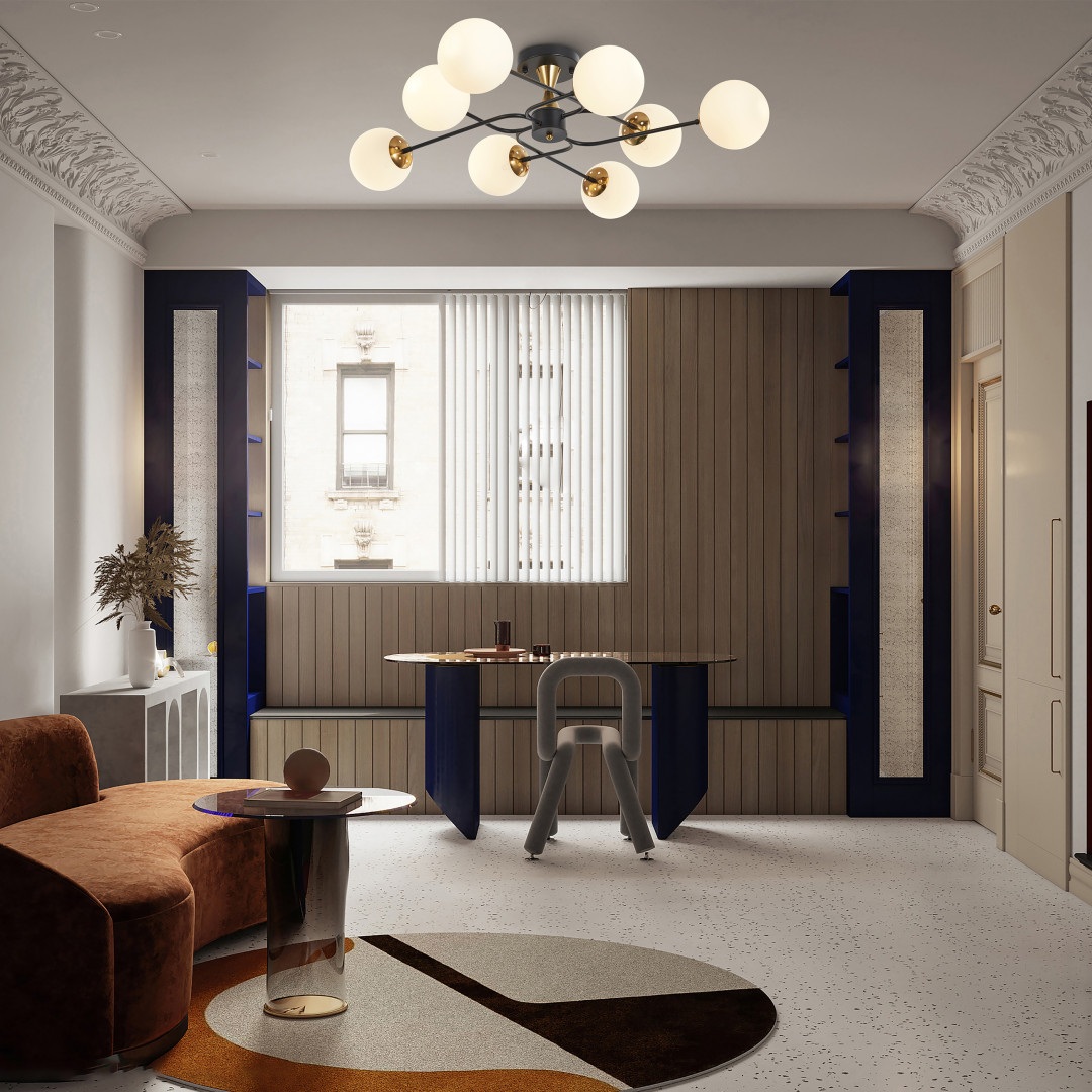 Изображение товара Потолочная люстра на штанге Arte Milano Neapolis 76808 276808/8 BK GД стиль модерн