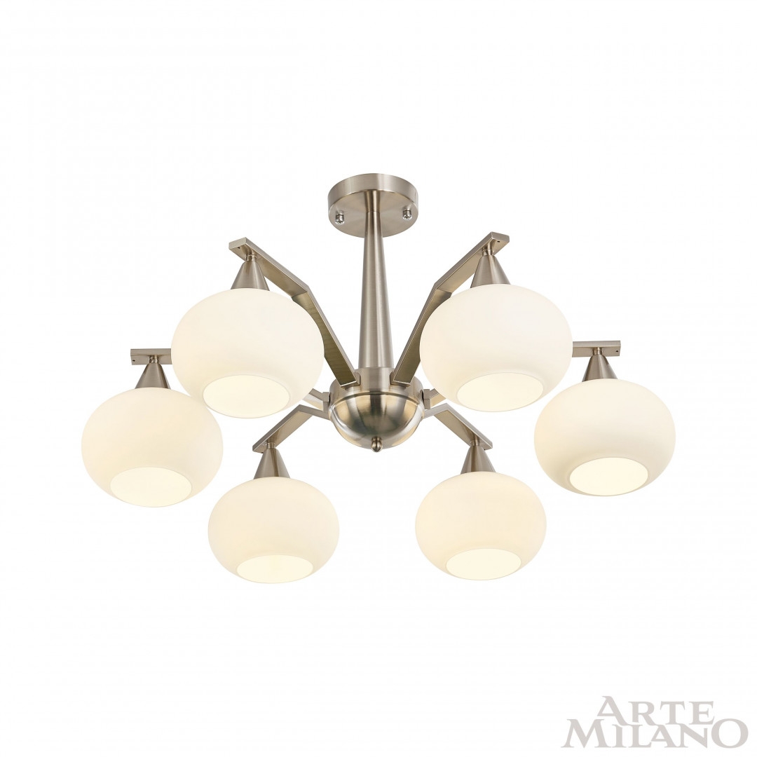 Изображение товара Потолочная люстра на штанге Arte Milano 279807/6 GR белые стеклянные шарики стиль модерн