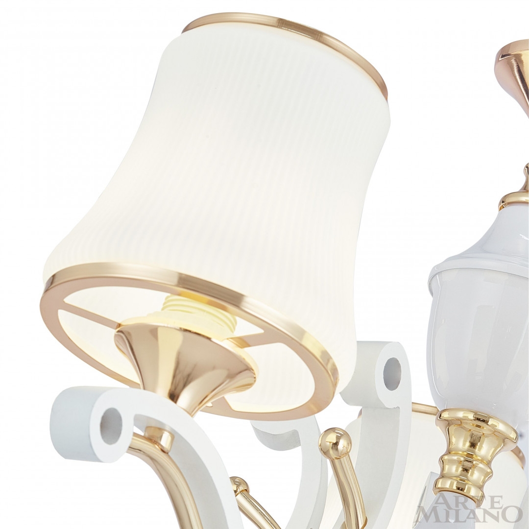Изображение товара Подвесная люстра Arte Milano Florentia 3987 3 плафона классика бело-золотая