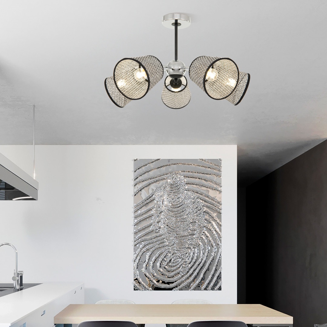 Изображение товара Потолочная люстра Arte Milano Napoli 320007 5 абажуров текстиль IP20