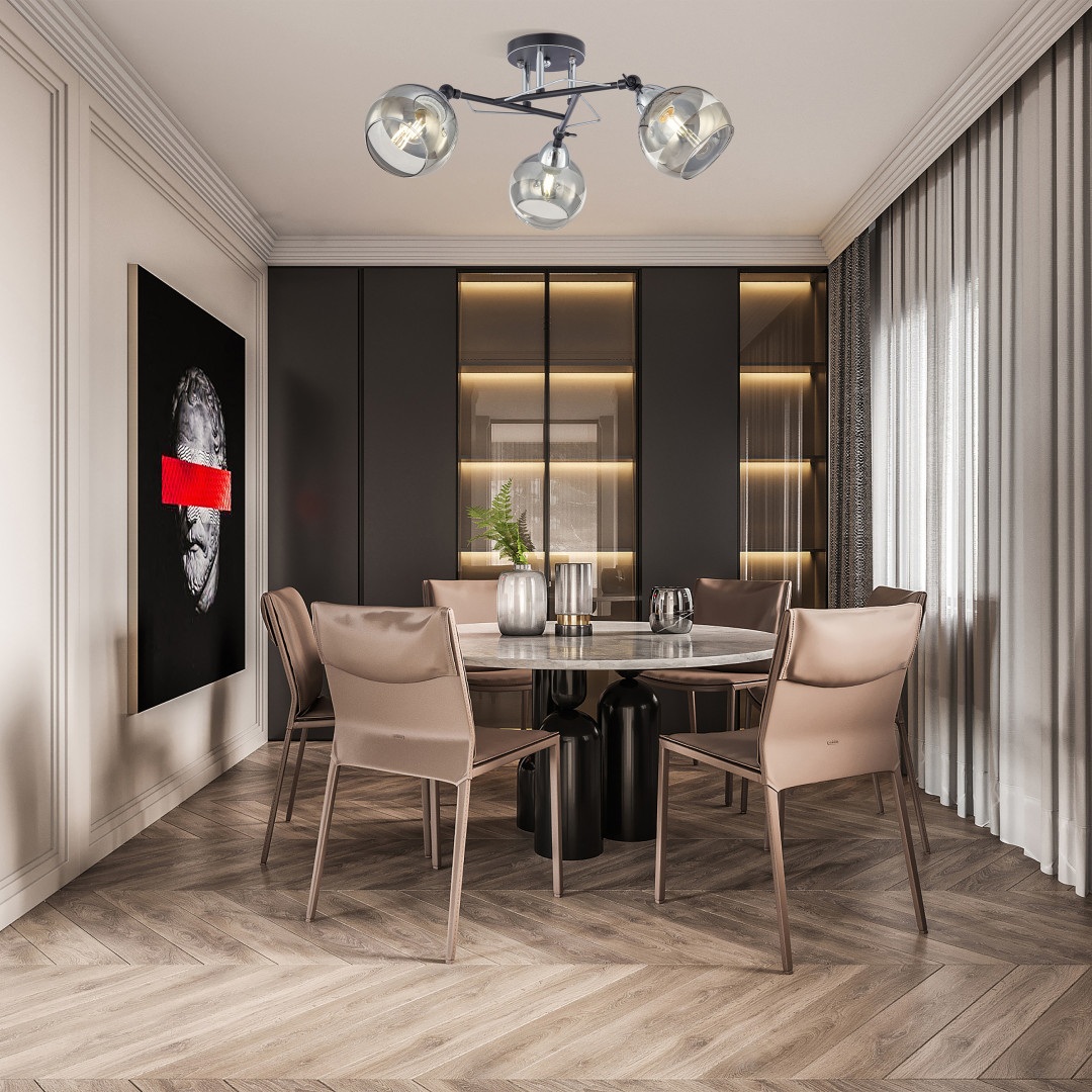 Изображение товара Потолочная люстра Arte Milano AMALFI 323685 3 плафона стекло хром стиль модерн