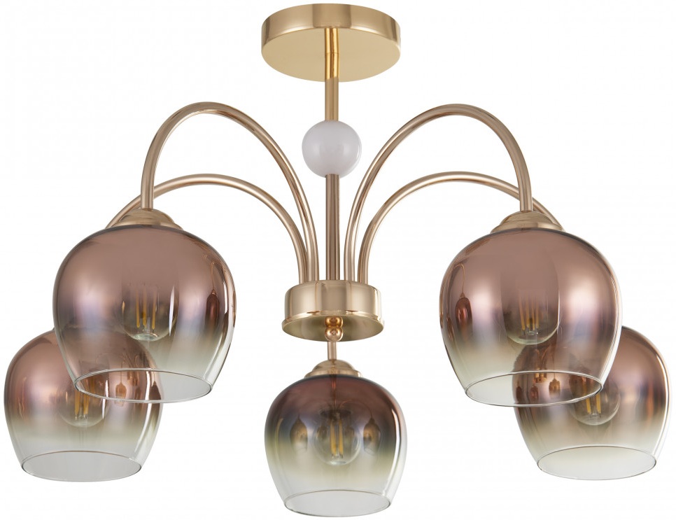 Изображение товара Потолочная люстра на штанге Arte Milano Napoli 325410/5 FG+WH 5 плафонов золото стекло