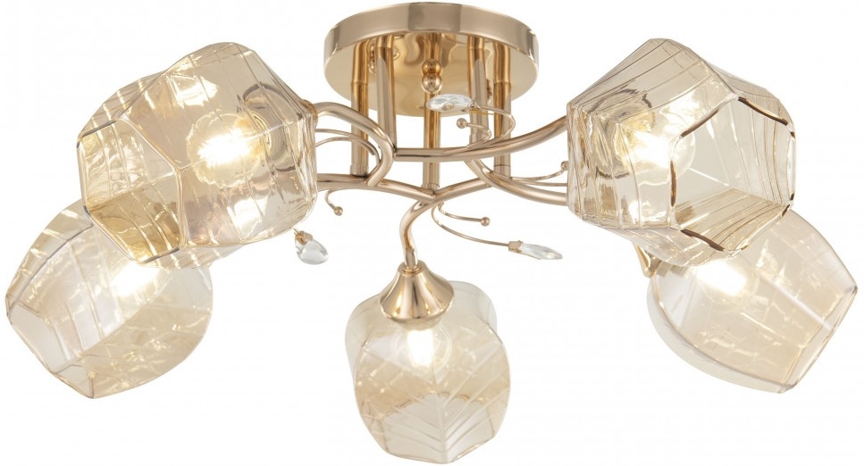 Изображение товара Потолочная люстра на штанге Arte Milano AMALFI 328106/5 FG с 5 плафонами стекло и золото