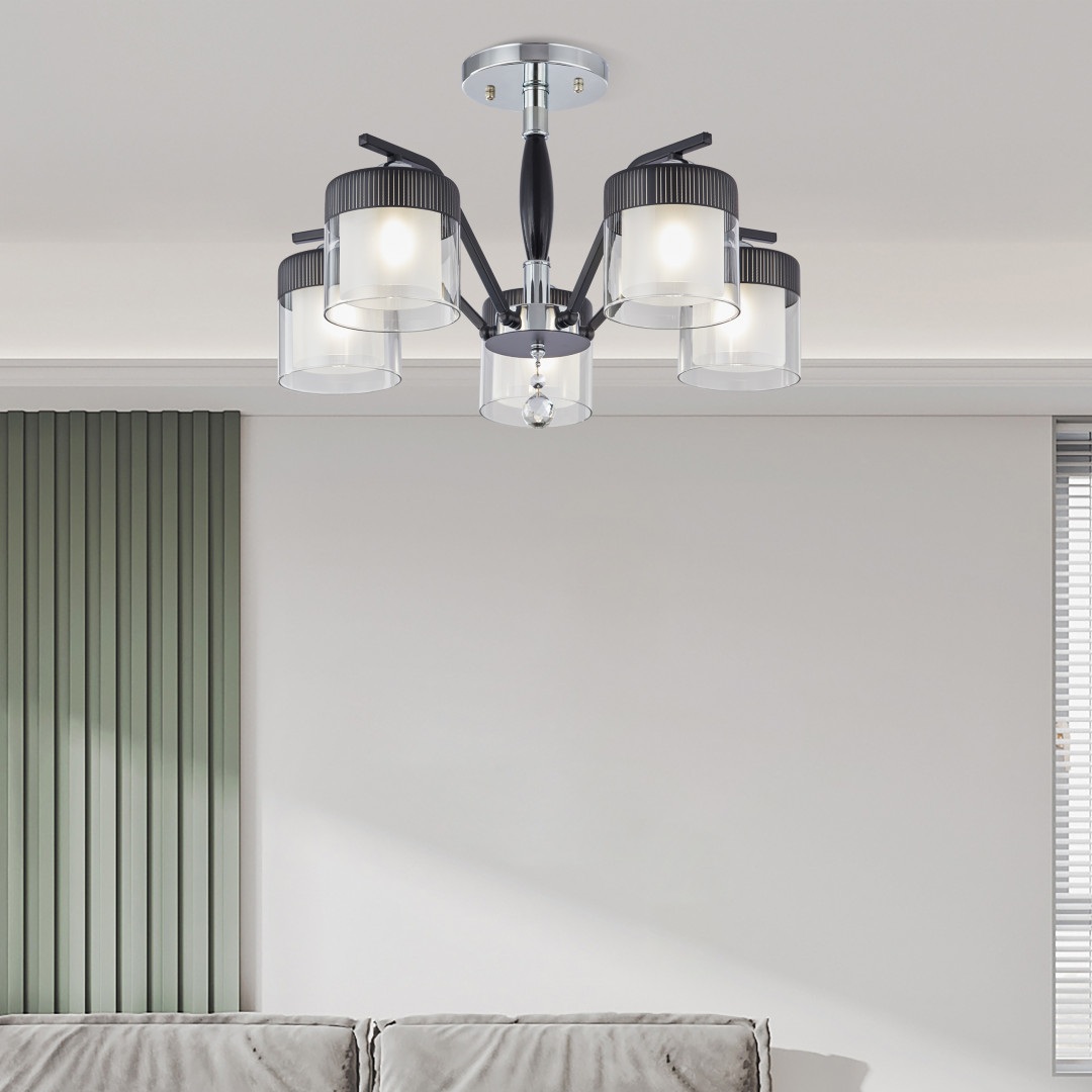 Изображение товара Потолочная люстра на штанге Arte Milano Napoli-2646 332646/5 CR+BK с хрустальными подвесками