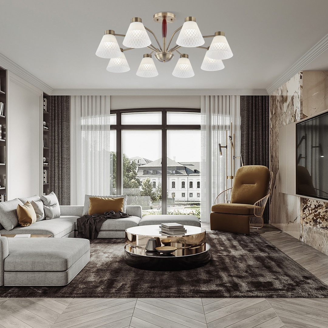 Изображение товара Потолочная люстра Arte Milano Napoli-6350 336350/8 AB бронза стекло современный стиль