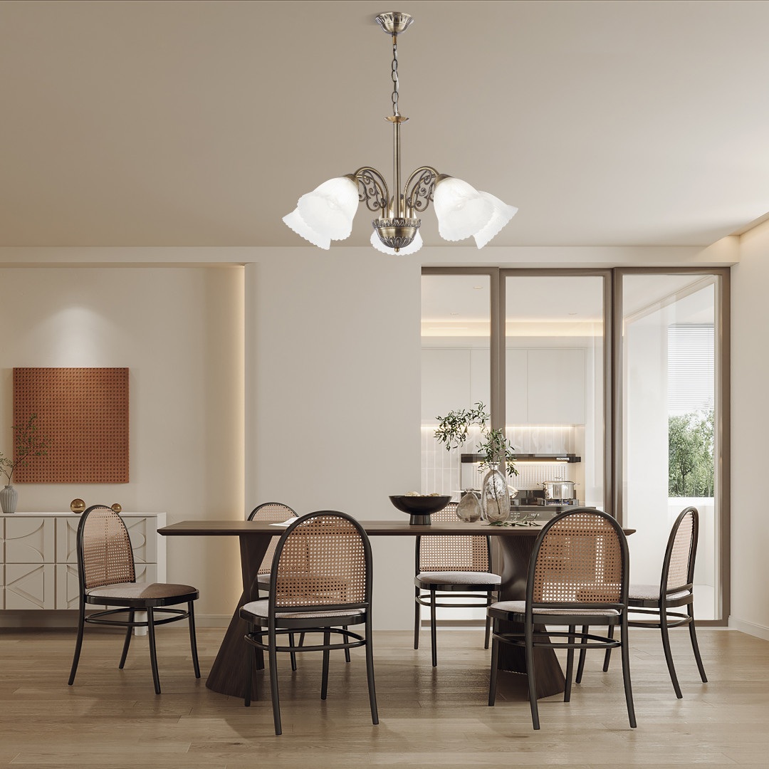 Изображение товара Подвесная люстра Arte Milano Amalfi-8544 338544/5 AB классическая с 5 плафонами бронзовая