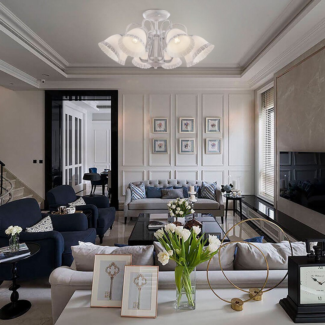 Изображение товара Потолочная люстра на штанге Arte Milano AM340800 8 ламп классика модерн серебро