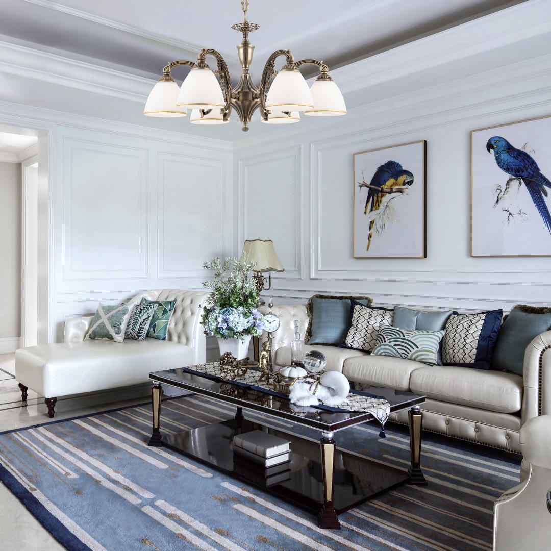 Изображение товара Подвесная люстра Arte Milano AM341837 6 плафонов классика латунь стекло