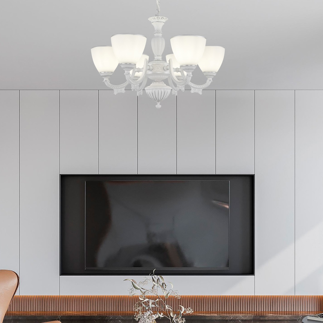 Изображение товара Подвесная люстра Arte Milano AM342837 342837/6 WT+SL классическая с 6 плафонами серебро