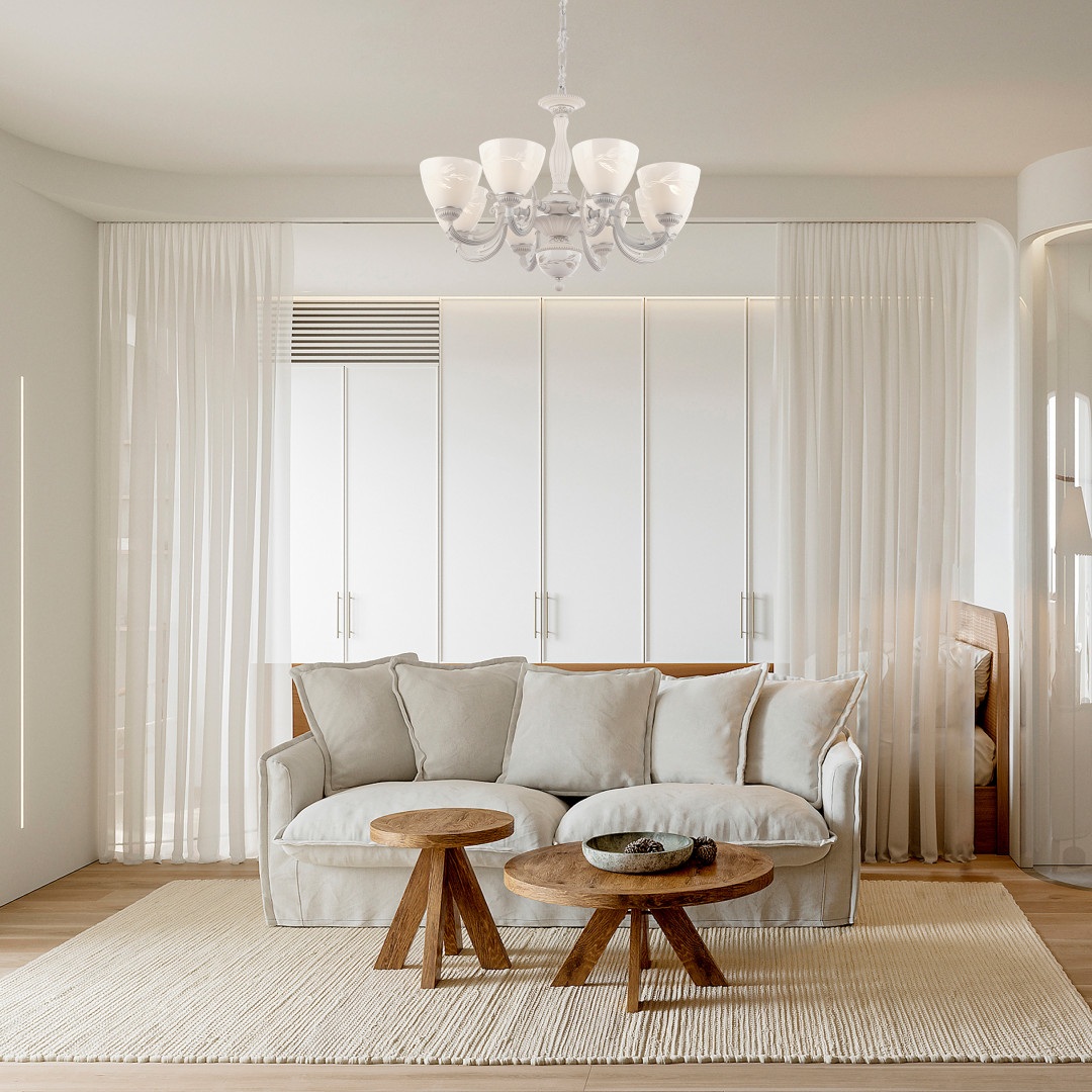 Изображение товара Подвесная люстра Arte Milano AM343659 343659/8 WT+SL 8 ламп классика серебро стекло