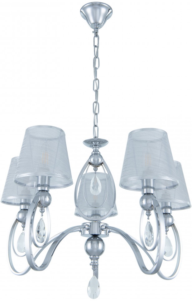 Изображение товара Подвесная люстра Arte Milano AM347203 347203/5 CR с хрустальными подвесками и тканевыми абажурами