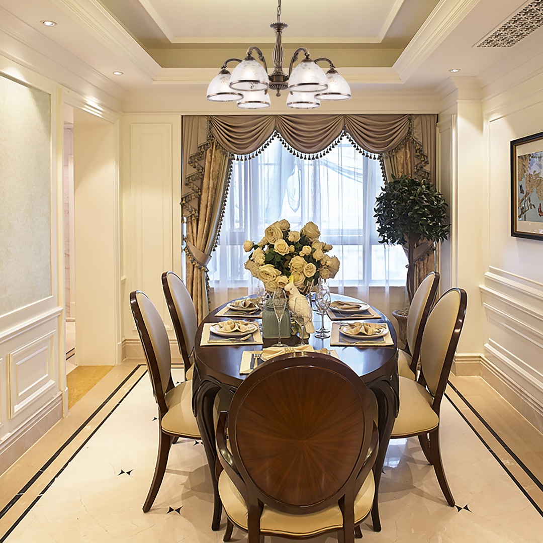 Изображение товара Подвесная люстра Arte Milano AM349737 349737/6 AB 6 плафонов классика латунь стекло