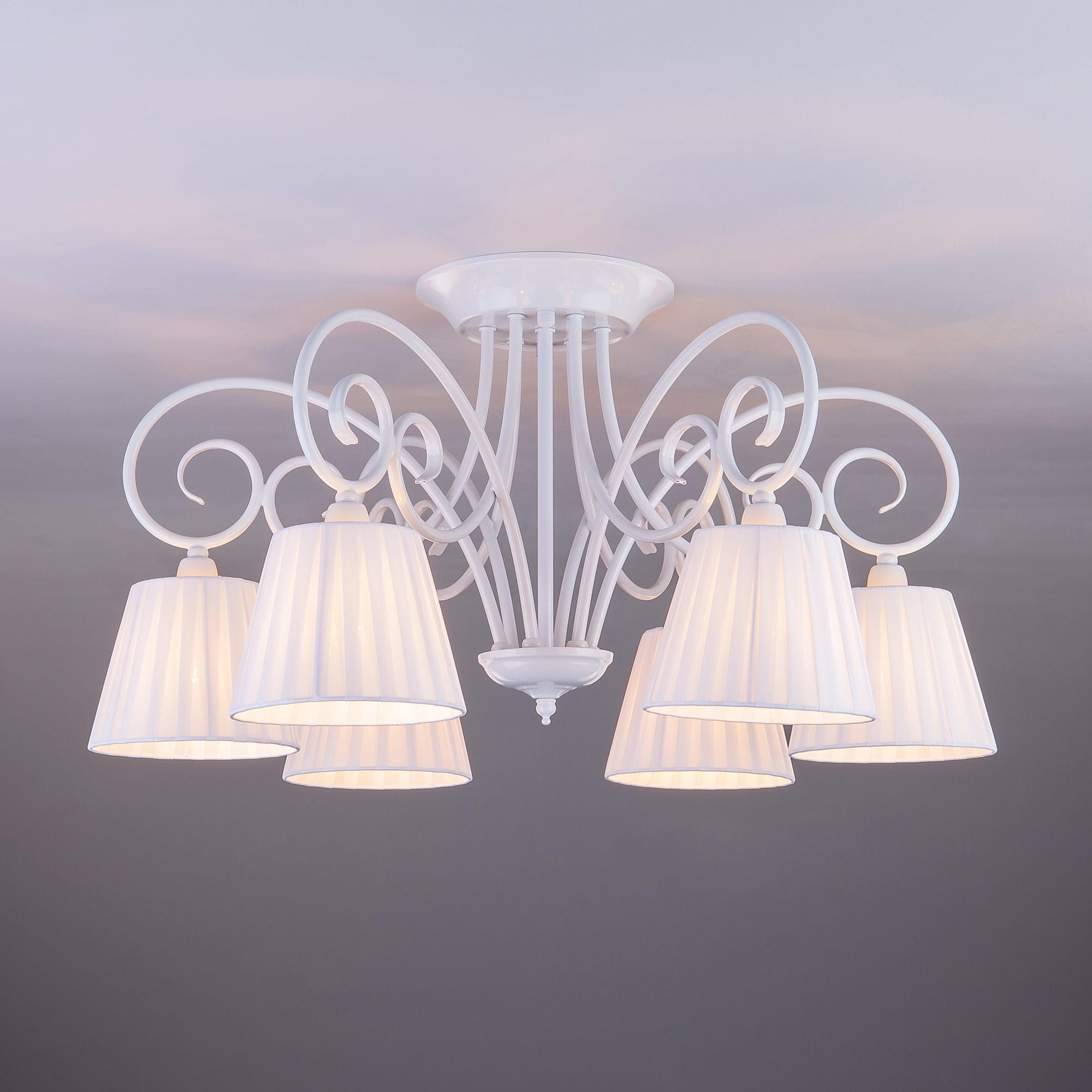 Изображение товара Потолочная люстра Bogate's Severina 303/6 белая классика с тканевыми плафонами