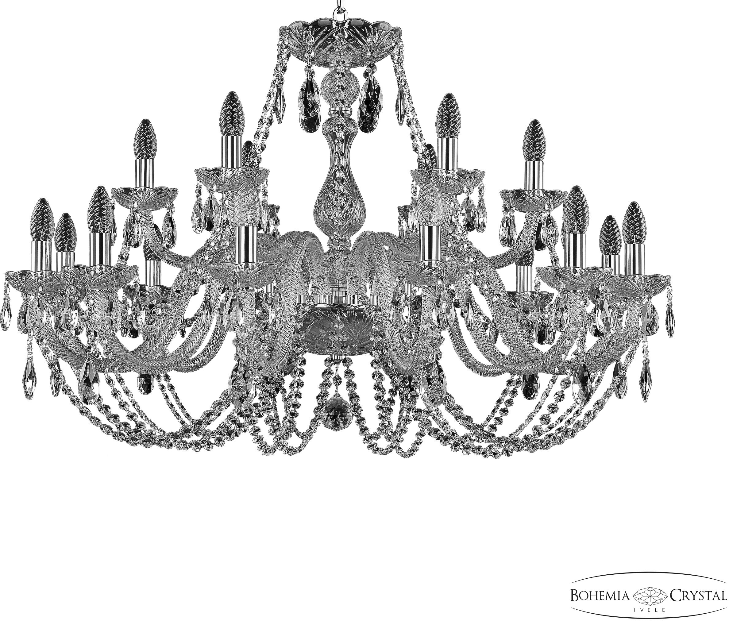 Изображение товара Подвесная люстра Bohemia 101 101/12+6/360 Ni с хрустальными подвесками