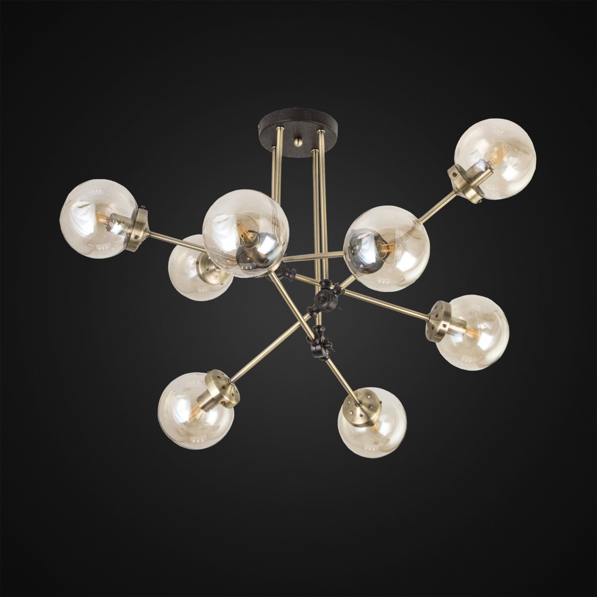 Изображение товара Потолочная люстра молекулы Citilux Планета 8 ламп стекло бронза модерн