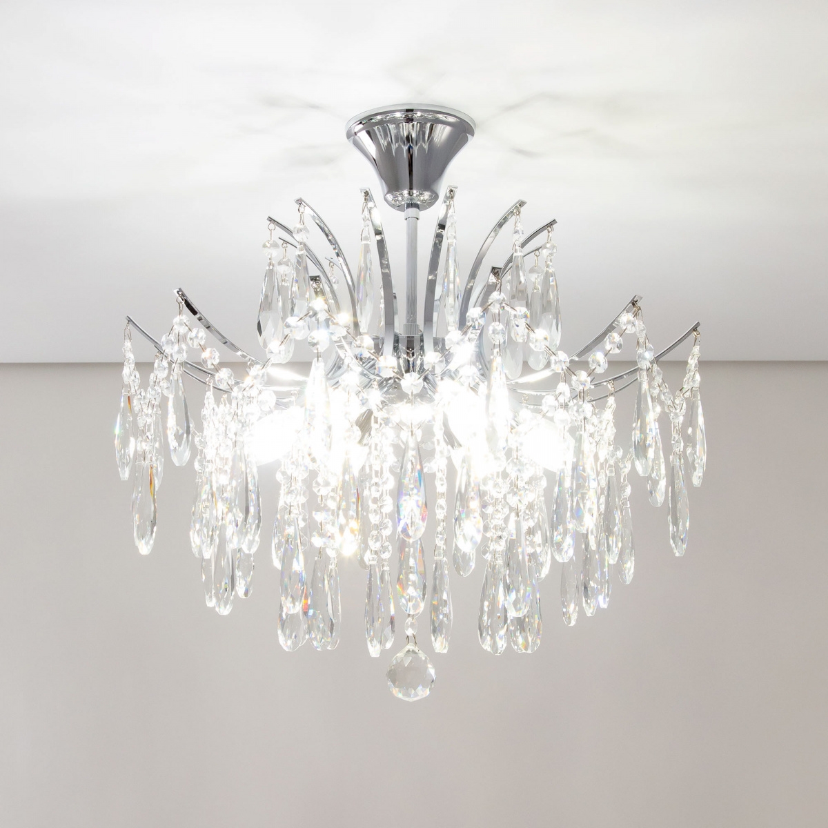 Изображение товара Люстра потолочная с арматурой из металла каскадная хрустальная Citilux Селена CL302160