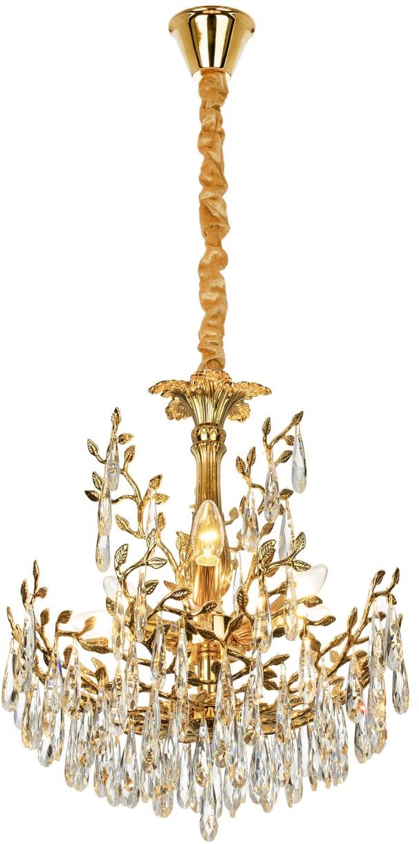 Изображение товара Подвесная люстра Citilux Ritz CL310062 хрустальная золотая с листьями