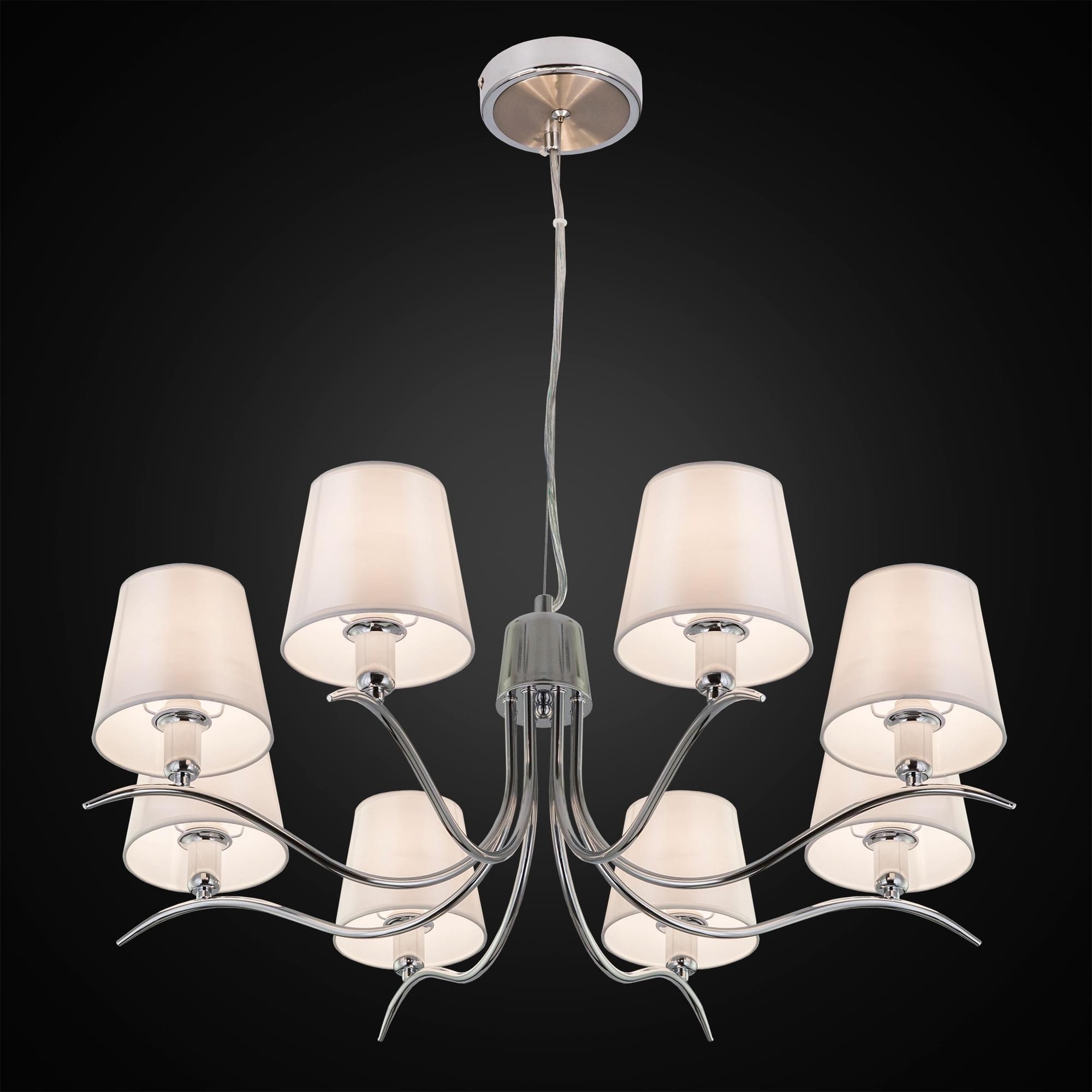 Изображение товара Подвесная люстра Citilux Эмма CL439181 с тканевыми абажурами, глянцевый хром, 8 ламп