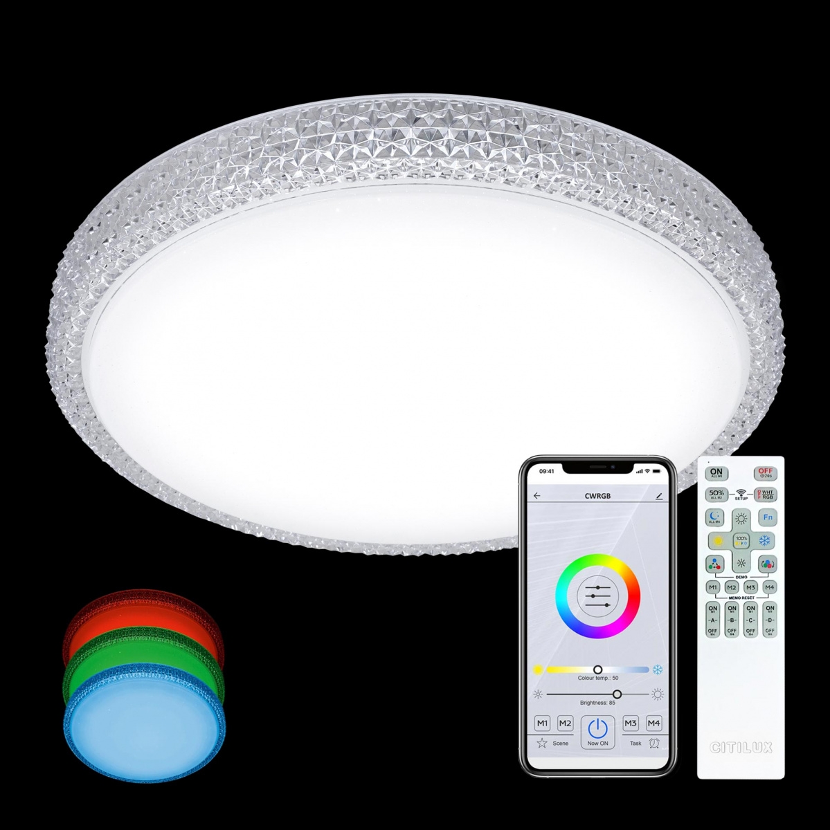 Изображение товара Люстра потолочная с пультом и управлением смартфоном Citilux Альпина CL718A40G 45 см