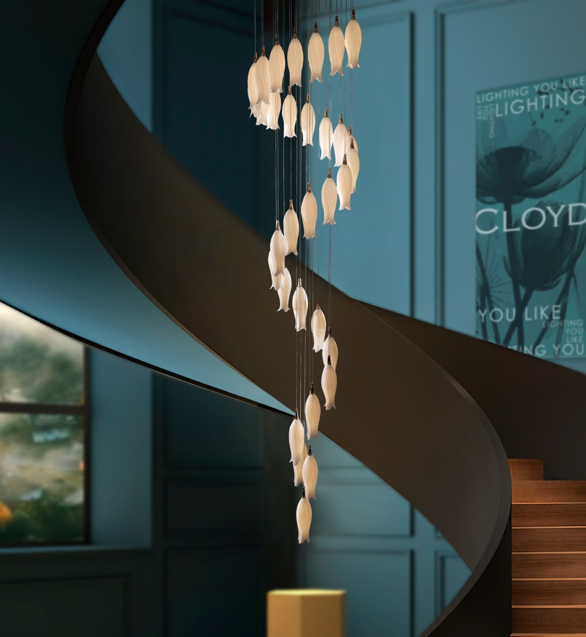 Изображение товара Потолочная люстра каскадная водопад с цветами Cloyd Argana 11239