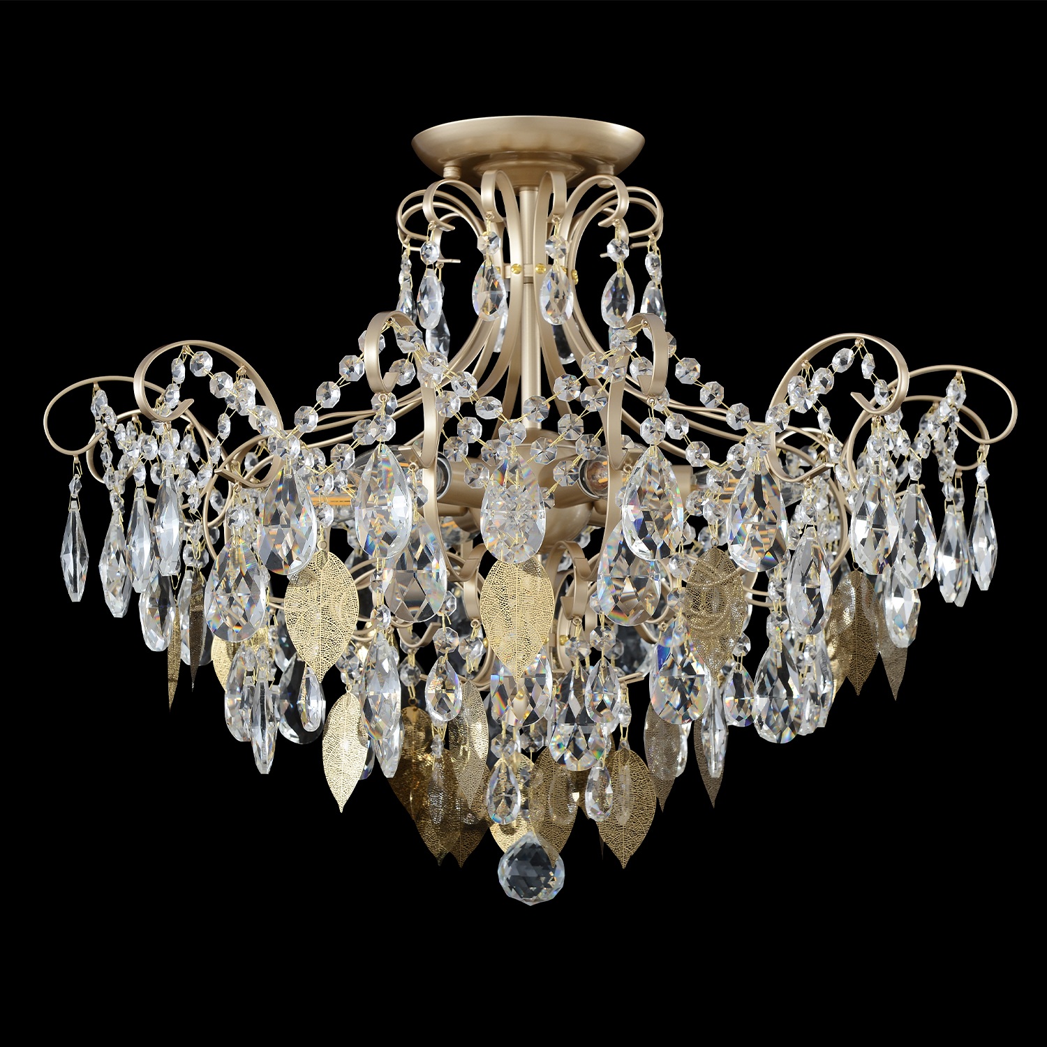 Изображение товара Потолочная люстра на штанге Crystal Lux ESMIRALDA PL6 GOLD листья с подвесками