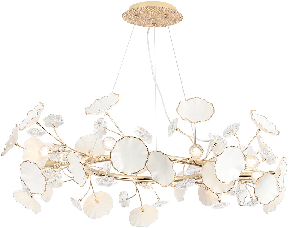 Изображение товара Подвесная люстра Crystal Lux MARGO SP9R с цветами, 9 ламп, стиль флористика