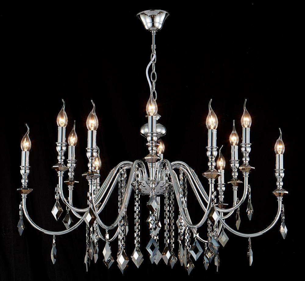 Изображение товара Подвесная люстра Crystal Lux MERCEDES SP6+6 CHROME/SMOKE с декоративным хрусталем