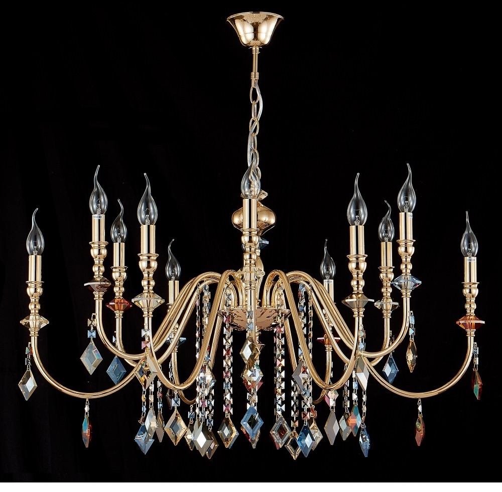 Изображение товара Подвесная люстра Crystal Lux MERCEDES SP6+6 GOLD/COLOR арт-деко 12 ламп