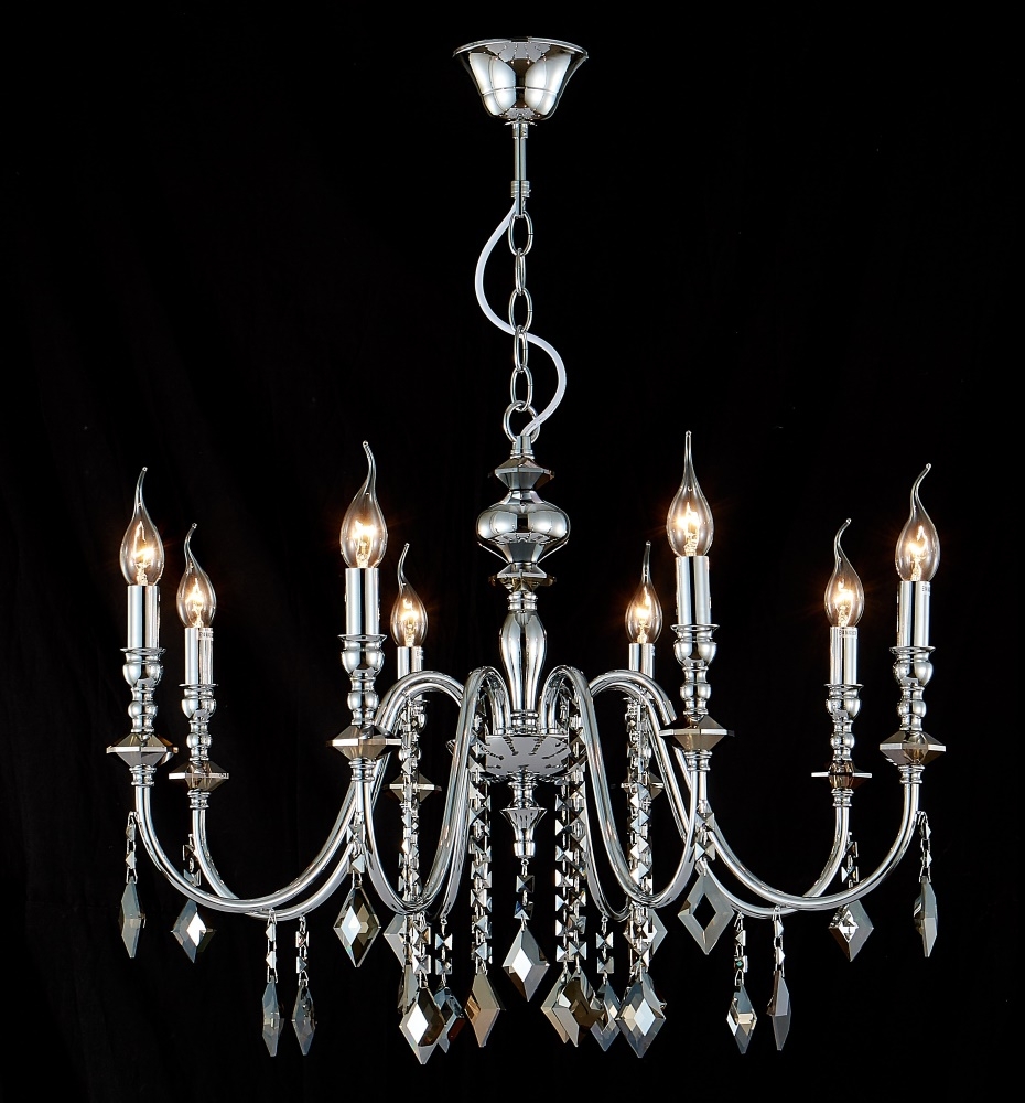 Изображение товара Подвесная люстра Crystal Lux MERCEDES SP8 CHROME/SMOKE 8 ламп IP20 стиль арт-деко