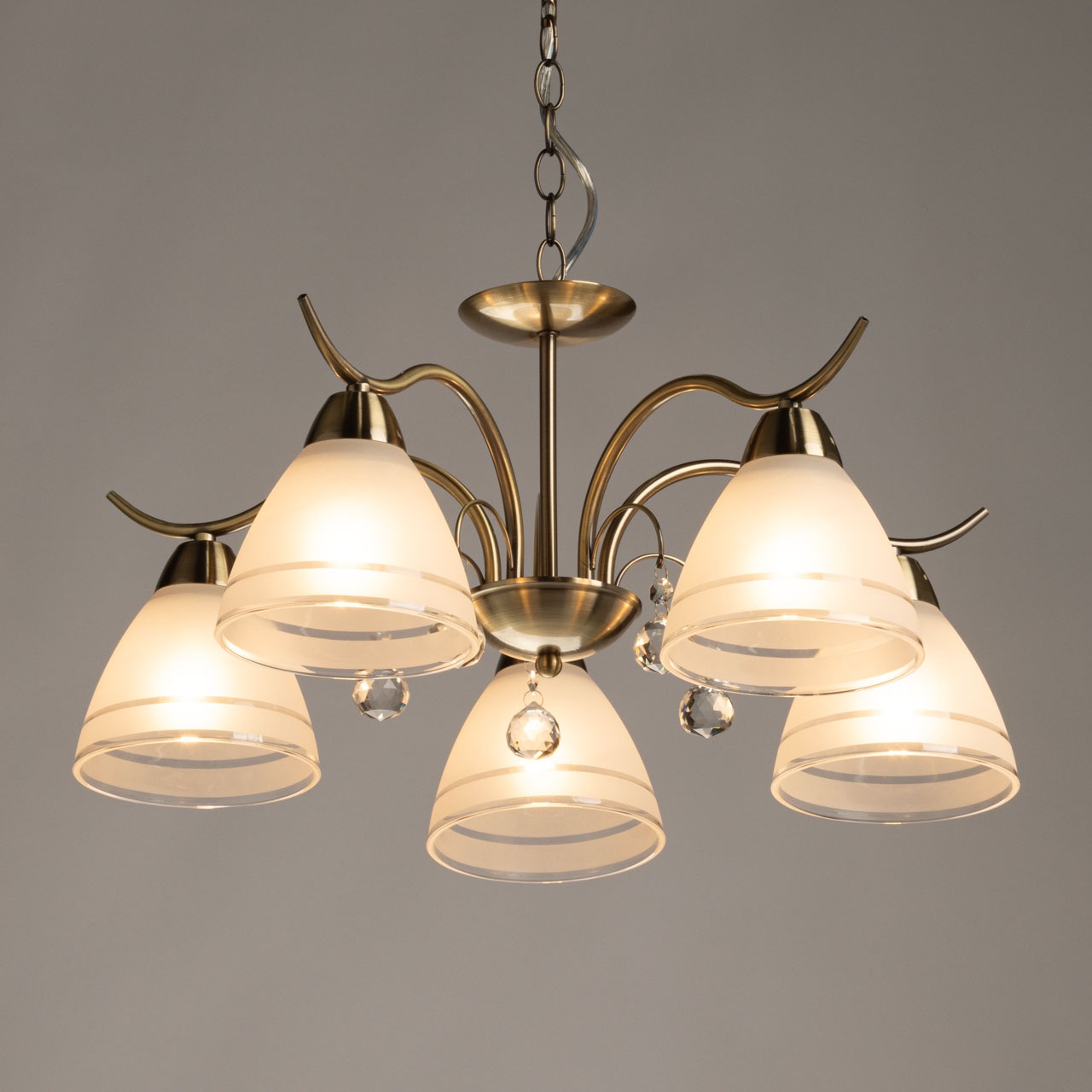 Изображение товара Подвесная люстра De City Ариадна 5 ламп классическая бронза стекло