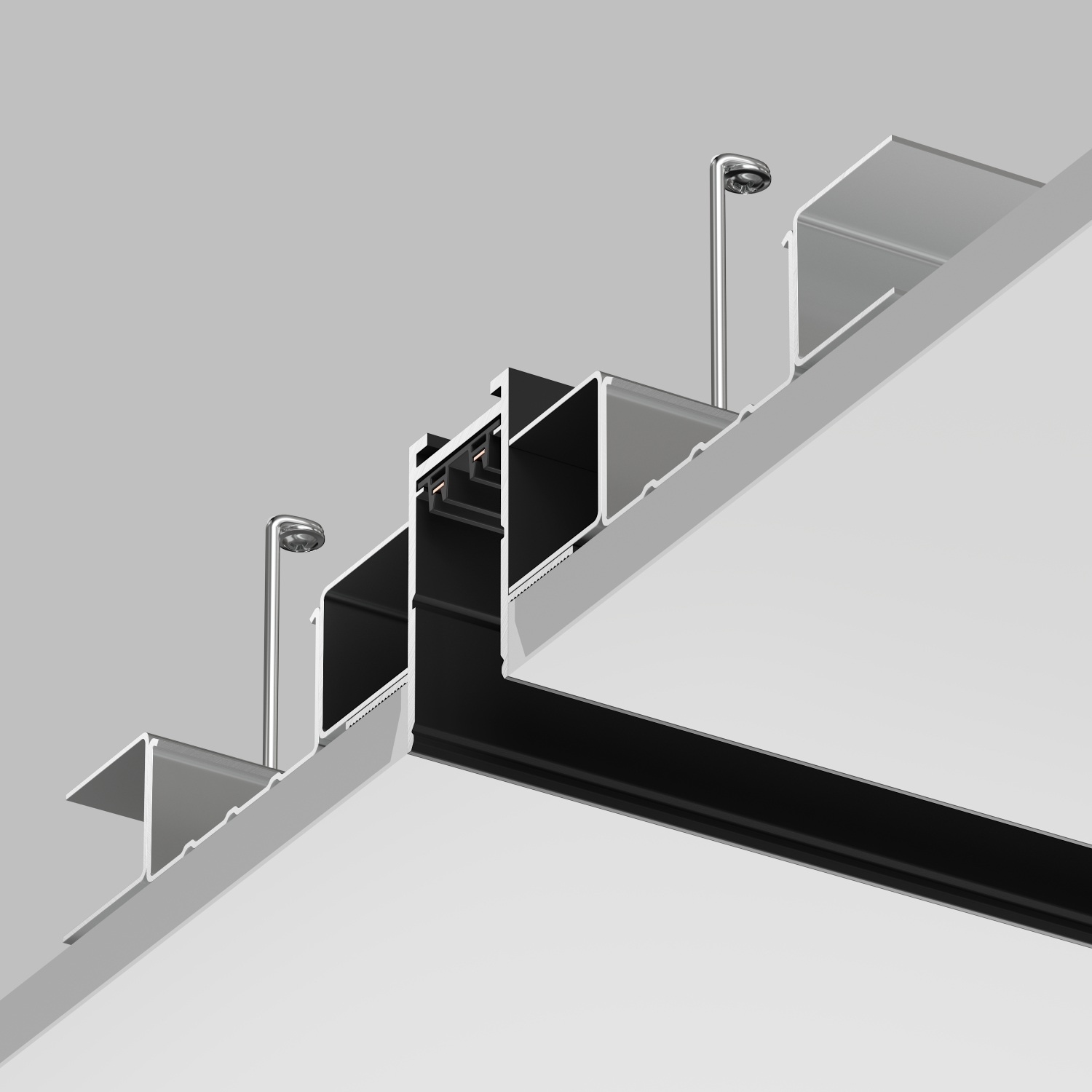 Изображение товара Встраиваемый шинопровод под гипсокартон однофазный 220V Denkirs SMART HIDE TR2013-BK (3 метра)