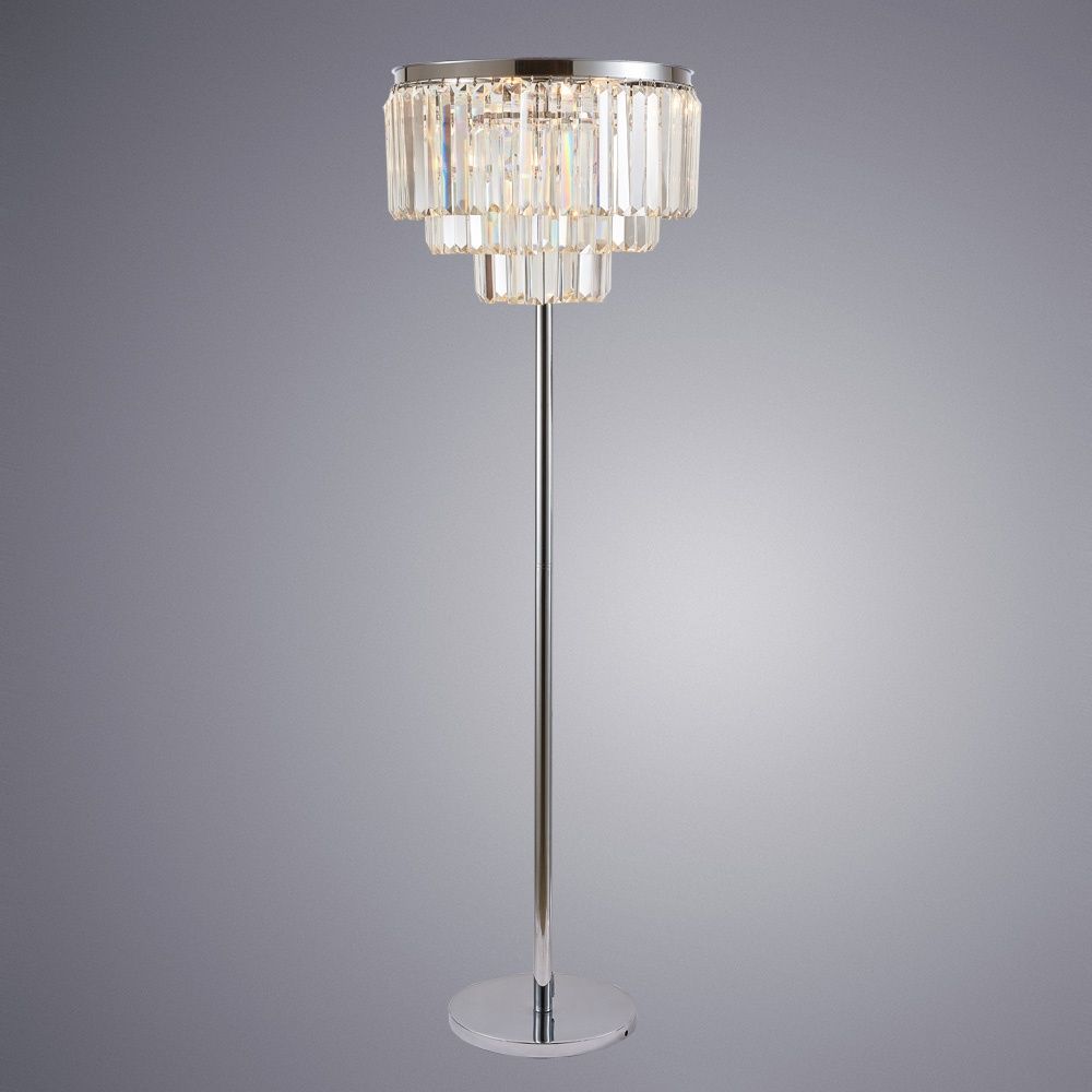 Изображение товара Торшер напольный диаметром 50 см хрустальный 3001/02 PN-6 Divinare Nova с подвесками