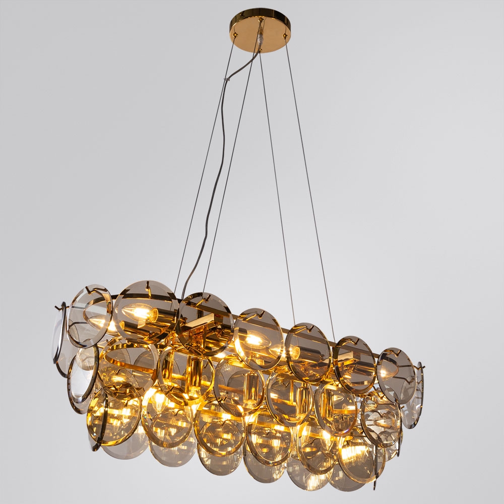 Изображение товара Подвесная люстра Divinare Chloe 7566/01 SP-13 янтарный металл 13xE14