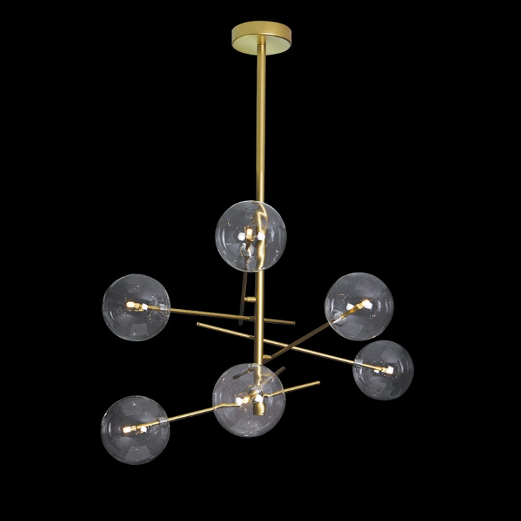 Изображение товара Потолочная люстра молекулы на штанге Delight Collection 6 ламп золото