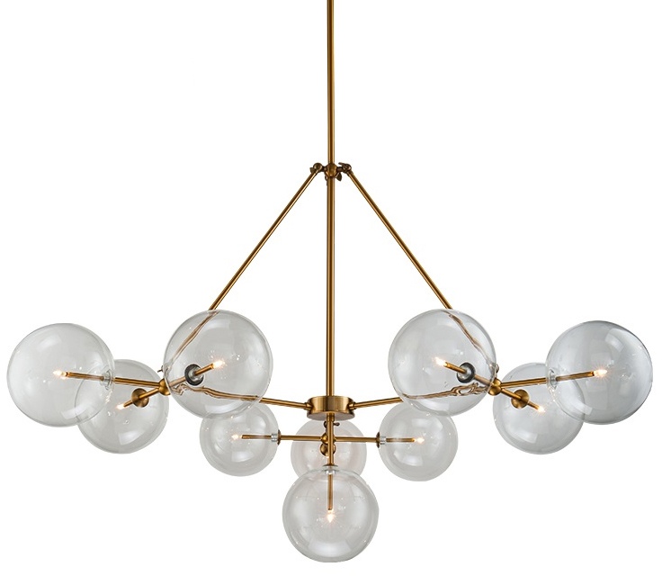 Изображение товара Потолочная люстра молекулы на штангеDelight Collection Globe Mobile KG0965P-10B brass