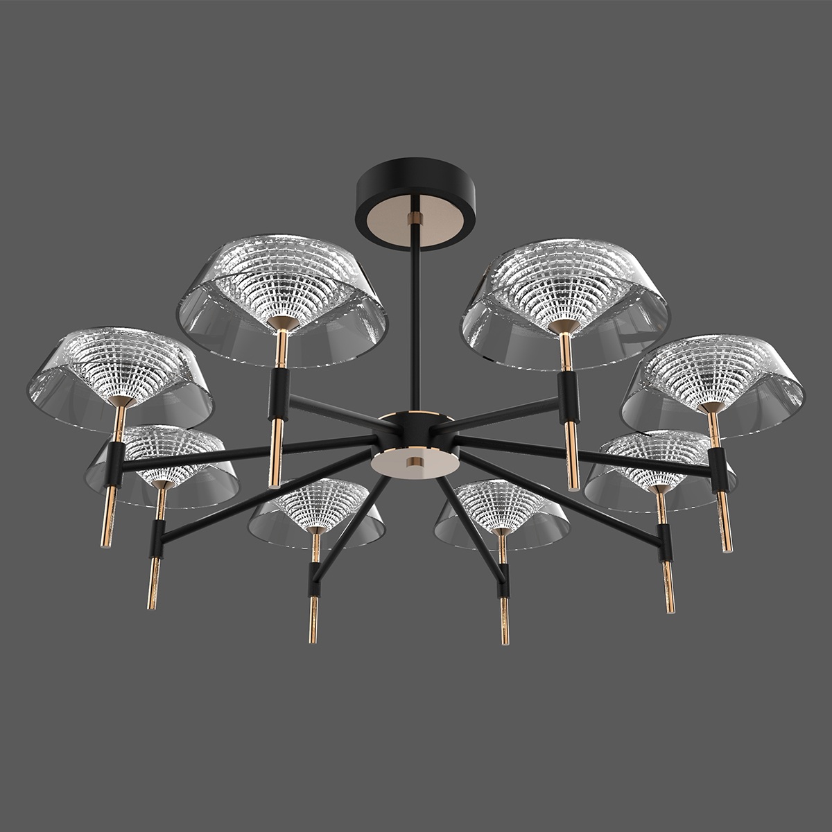 Изображение товара Потолочная светодиодная люстра на штанге Delight Collection MD21001018-8A black/gold