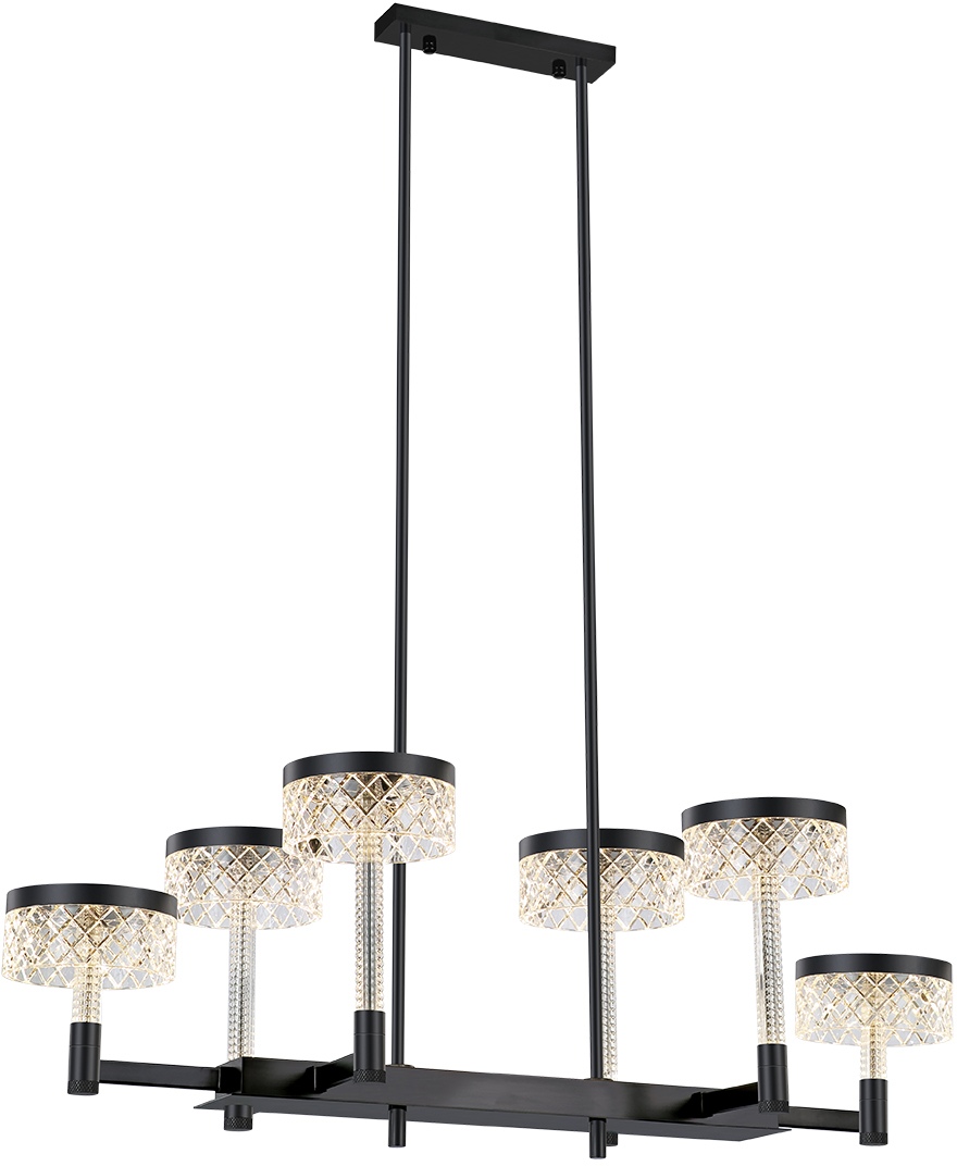 Изображение товара Подвесная люстра светодиодная на штанге Delight Collection Diamond cut MD21020075-6B matt black