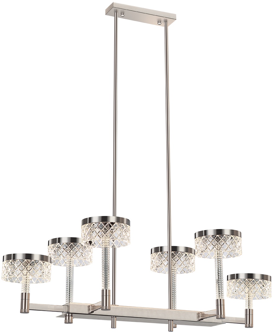 Изображение товара Подвесная люстра светодиодная на штанге Delight Collection Diamond cut MD21020075-6B satin nickel