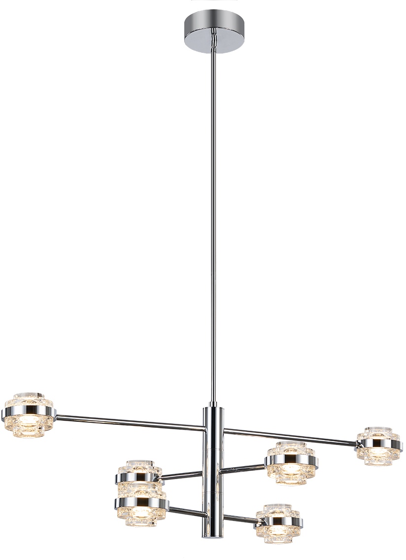 Изображение товара Подвесная люстра светодиодная на штанге Delight Collection Indiana MX22030002-6A chrome/clear